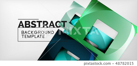 Abstract geometric background. Glossy square shapes composition on grey, minimalistic style template Abstract geometric background. Glossy square shapes composition on grey, minimalistic style template 48782015