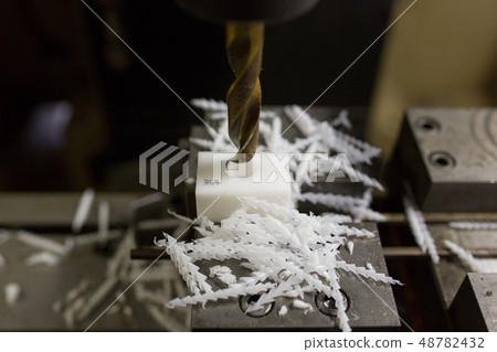 Drilling operation at machining center 48782432