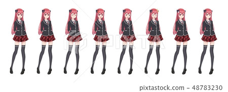 Anime manga student girl in blazer and red skirt 48783230