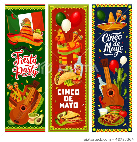 Cinco de Mayo Mexican sombrero, guitar, pinata 48783364