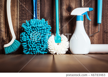 Cleaning tools and wood grain 48783463