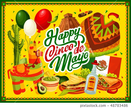 Cinco de Mayo pinata, Mexican food and drink 48783486