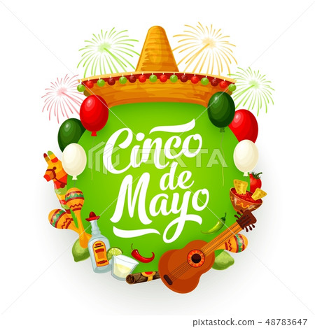 Cinco de Mayo sombrero, Mexican food, guitar Cinco de Mayo sombrero, Mexican food, guitar 48783647