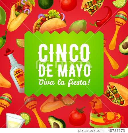 Mexican pinata, maracas and food. Cinco de Mayo 48783673