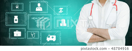 Doctor with Medical Healthcare Graphic in Hospital 48784916