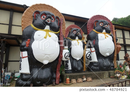 在Tanuki村的巨大浣熊小雕像 48784921
