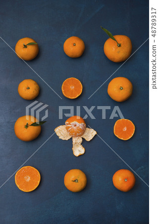 Collections of fresh Tangerines. tangerine slices, juice with leaves. Fruit composition. 093 48789317
