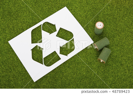 Recycling concept, Garbage for recycling with recycling symbol. Environmental protection concept photo. 081 48789423