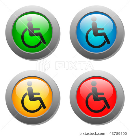 Disabled icon set on glass buttons 48789500