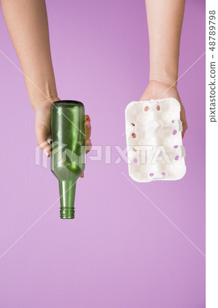 Recycling concept, Garbage for recycling with recycling symbol. Environmental protection concept photo. 030 48789798