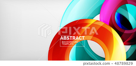 Modern geometric circles abstract background, colorful round shapes with shadow effects 48789829