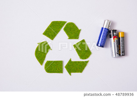 Recycling concept, Garbage for recycling with recycling symbol. Environmental protection concept photo. 076 48789936