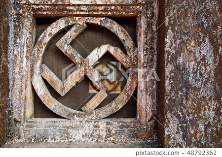 Swastica. stone window of the sacred temple Swastica. stone window of the sacred temple 48792361