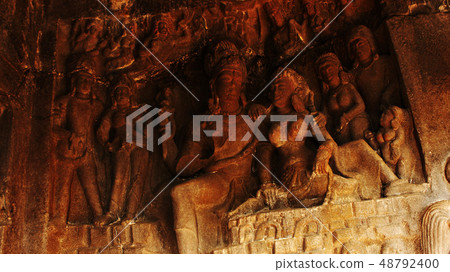 Cave 21, Shiva & Parvati on mount Kailash Ellora Cave 21, Shiva & Parvati on mount Kailash Ellora 48792400