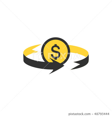 Dollar icon in circle arrow icon. bank, currency, cash, charge, exchange, finance, credit, payment 48793444