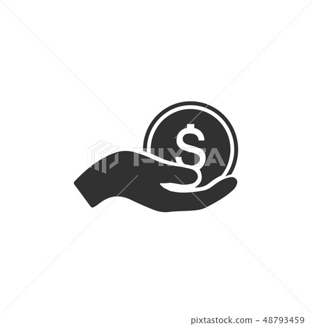 Earn money vector icon, salary symbol. Share hand or giving money. tithing concept. Vector Earn money vector icon, salary symbol. Share hand or giving money. tithing concept. Vector 48793459