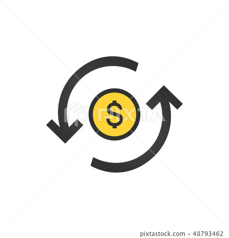 Dollar icon in circle arrow icon. bank, currency, cash, charge, exchange, finance, credit, payment 48793462