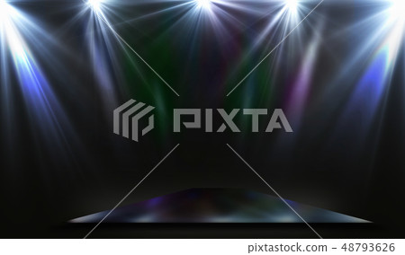 Empty rectangular mirror scene podium spotlights Empty rectangular mirror scene podium spotlights 48793626