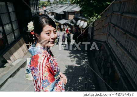 lady in colorful kimono visit sannen zaka street lady in colorful kimono visit sannen zaka street 48794457