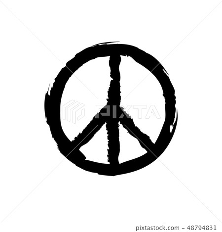 Peace sign with grunge texture. Round hippie sign Peace sign with grunge texture. Round hippie sign 48794831