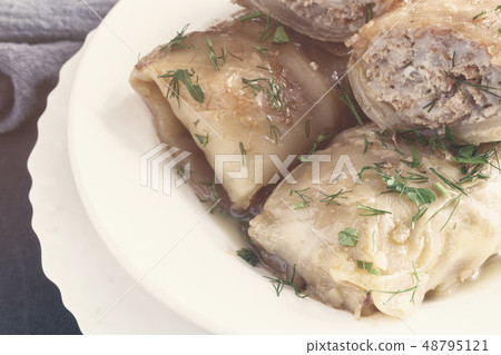 Stuffed cabbage with meat and rice-traditional Russian food 48795121