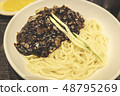 Close up of Jajangmyeon, Korean noodle dish 48795269