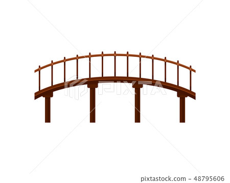 Wooden bridge on white background. Vector illustration. 48795606
