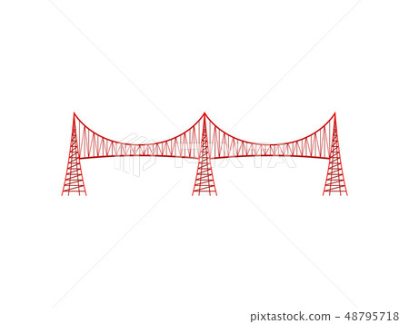 Red metal bridge on white background. Vector illustration. 48795718