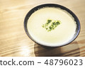 Matcha latte top view in black cup 48796023