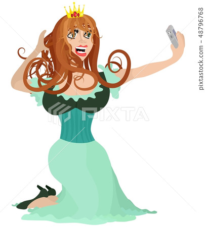 queen in evening dress makes selfie 48796768