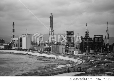 Factory thermal power plant coastal area seawall construction site sign Factory thermal power plant coastal area seawall construction site sign 48796870