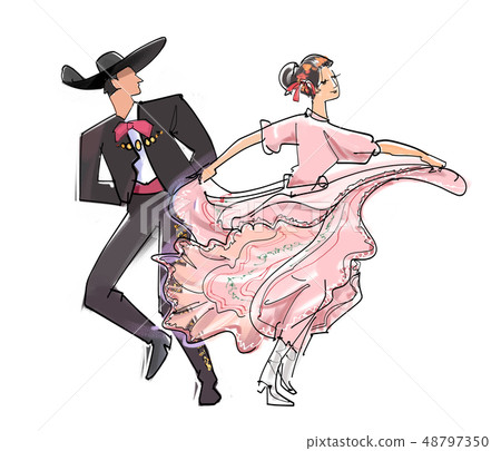 Mexican dance-men and women Mexican dance-men and women 48797350