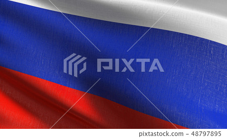 Russia national flag blowing in the wind isolated. 48797895