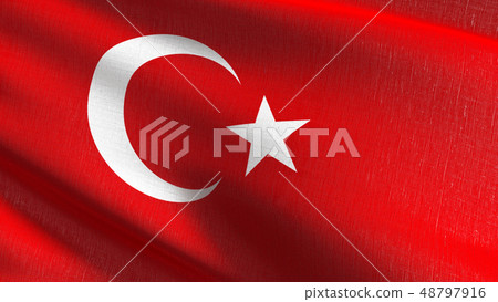 Turkey national flag blowing in the wind isolated. 48797916