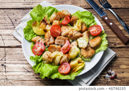 Stewed pieces of chicken with vegetables Stewed pieces of chicken with vegetables 48798285