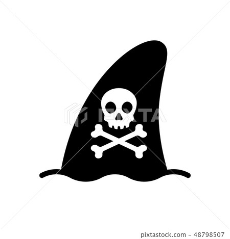 Shark fin vector icon logo pirate skull crossbones 48798507