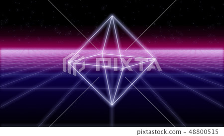 synthwave prism on a Retro Background 3d render synthwave prism on a Retro Background 3d render 48800515