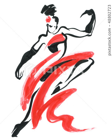 Flamenco. Beautiful Dancing Woman Flamenco. Beautiful Dancing Woman 48802723