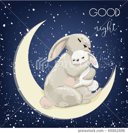 cute hare mom with kid cute hare mom with kid 48802806