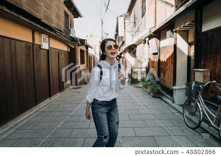 backpacker visiting famous history old town 48802866
