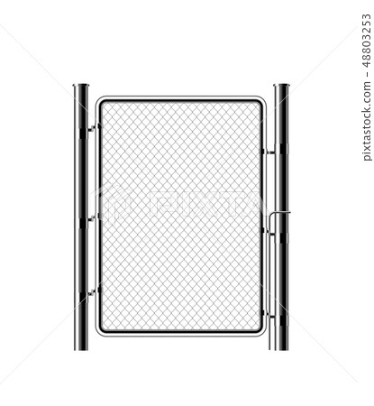 Realistic metal chain link fence. 48803253