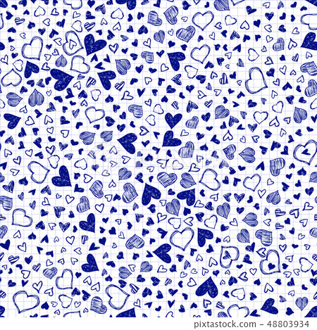 Romantic seamless pattern with hand drawn... - Stock Illustration ...