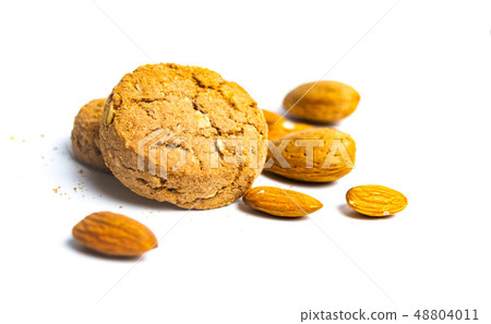 Integral cookies with almonds isolated on white 48804011