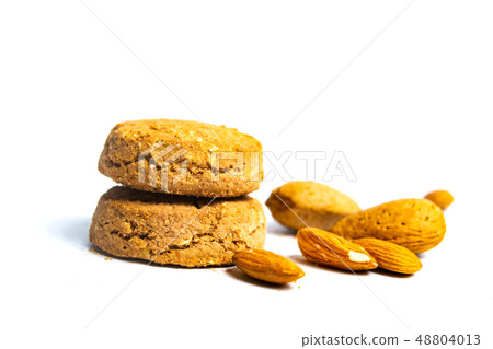 Integral cookies with almonds isolated on white Integral cookies with almonds isolated on white 48804013