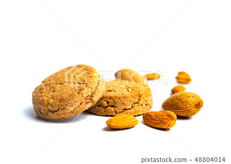 Integral cookies with almonds isolated on white Integral cookies with almonds isolated on white 48804014