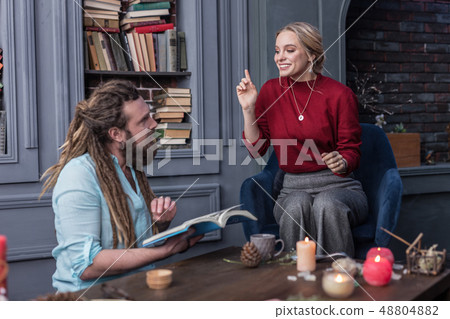 Joyful nice woman being in a positive mood 48804882