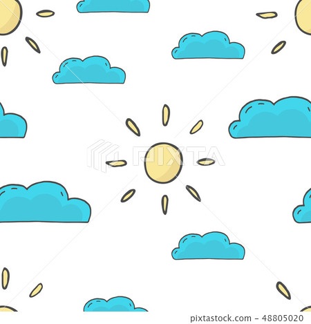 seamless sun and clouds pattern vector illustration seamless sun and clouds pattern vector illustration 48805020