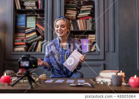 Nice positive woman speaking about the book 48805064