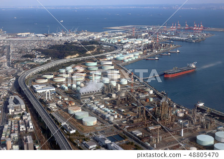 Aerial view near the Negishi Refinery in Yokohama Port Aerial view near the Negishi Refinery in Yokohama Port 48805470