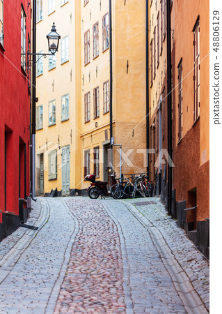 bicycle on old street in Stockholm, Sweden bicycle on old street in Stockholm, Sweden 48806129